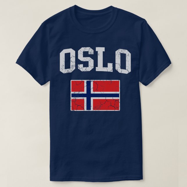 T-shirt Drapeau Oslo Norvège Norge norvégienne (Design devant)