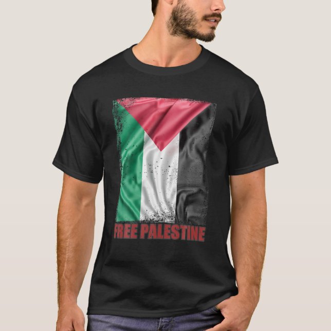 T-shirt Drapeau palestinien Arabe Palestinien détendu Libr (Devant)