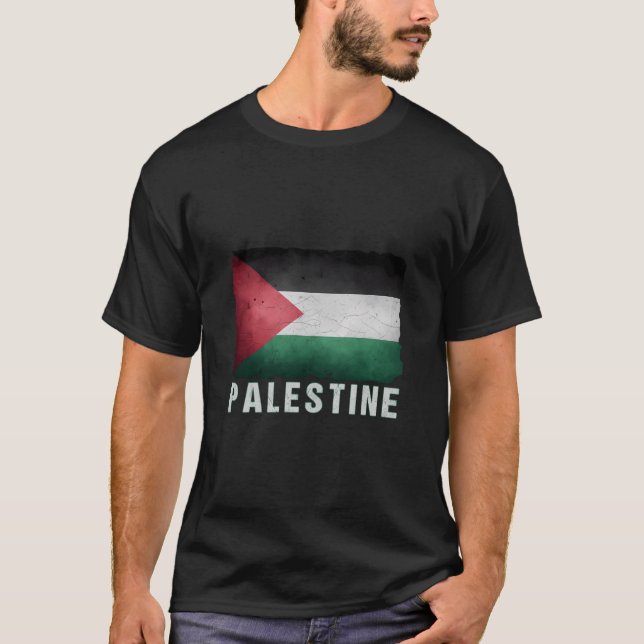 T-shirt Drapeau Palestinien Chemise Palestine Drapeau Long (Devant)