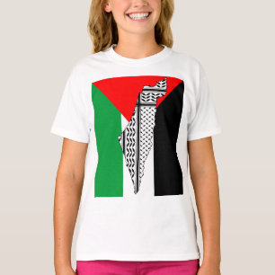 T-shirt Drapeau palestinien et carte avec Motif Keffiyeg