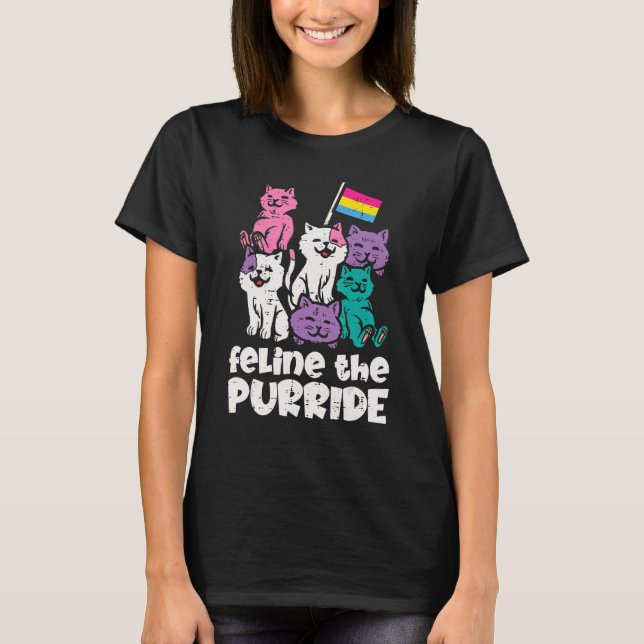 T-shirt Drapeau Pansexuel Feline Purride Cats Pan Pride L (Devant)