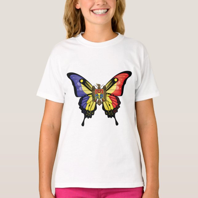 T-shirt Drapeau papillon de Moldavie (Devant)