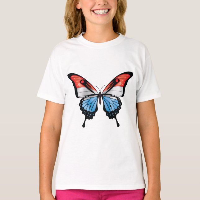 T-shirt Drapeau papillon noir de Luxembourg (Devant)