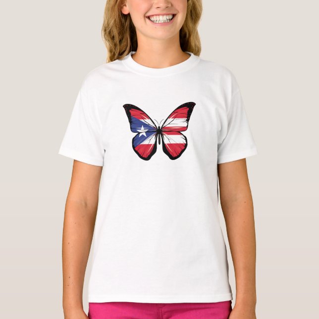 T-shirt Drapeau papillon Porto Rico (Devant)