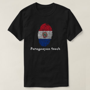 T-shirt Drapeau paraguayen d'empreinte digitale de contact