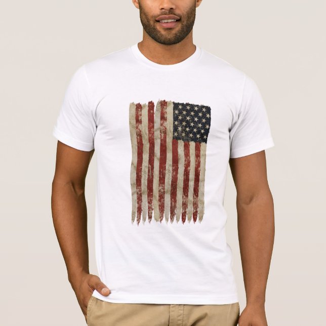 T-shirt Drapeau Patiné des États-Unis (Devant)