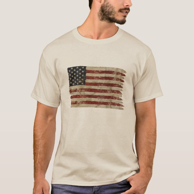 T-shirt Drapeau patiné des États-Unis (Devant)