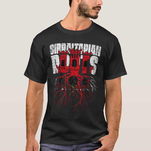 T-shirt Drapeau patrimonial GIBRALTAR Roots de Gibraltar (Devant)