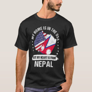 T-shirt Drapeau Patriot Népal Américain Racine Népalaise