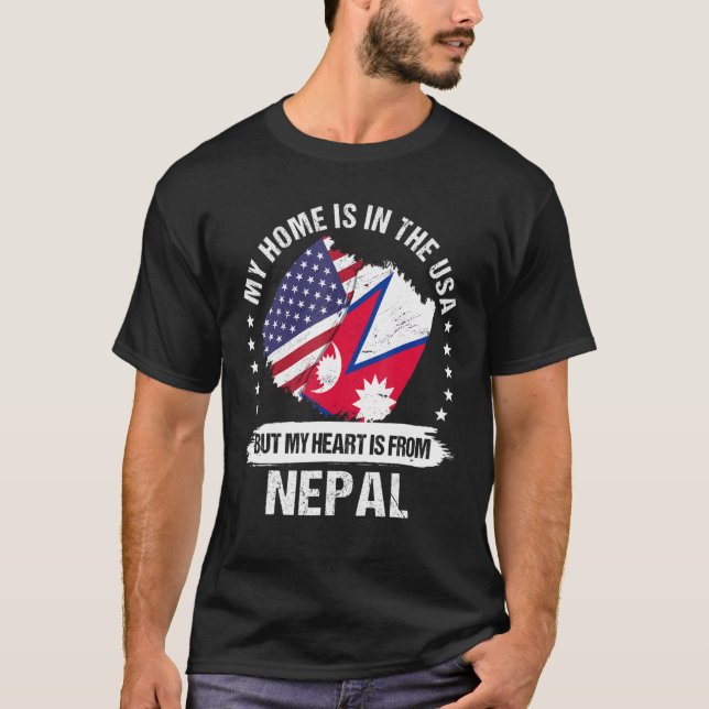T-shirt Drapeau Patriot Népal Américain Racine Népalaise (Devant)