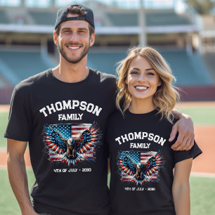 T-shirt Drapeau Patriotique 4 juillet Famille Réunion Amér