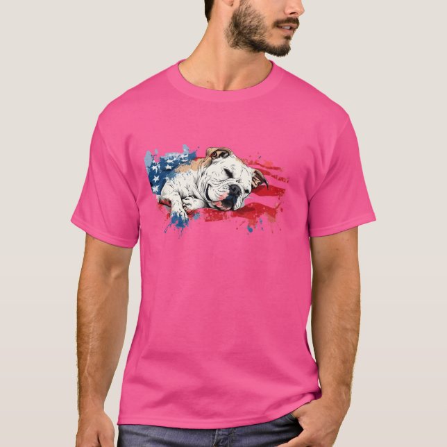 T-shirt Drapeau patriotique américain avec chien (Devant)