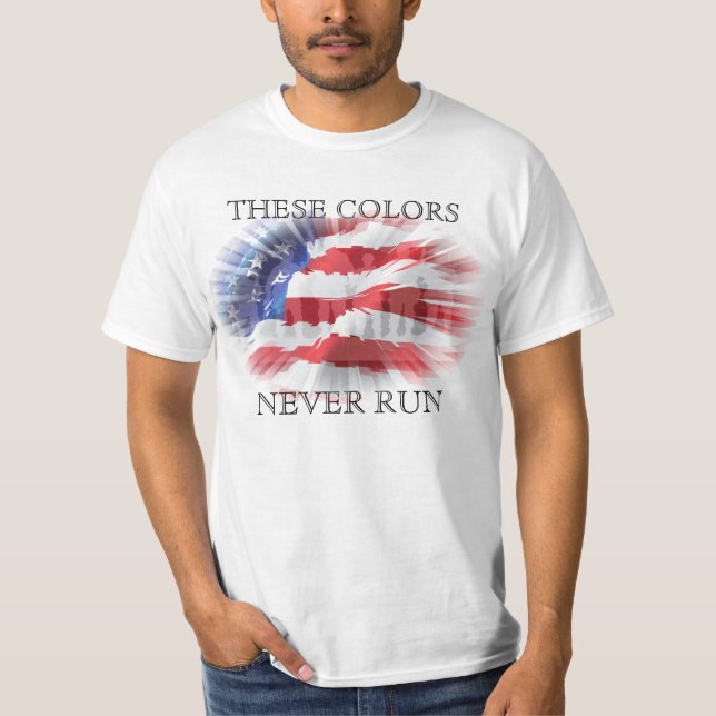 T-shirt Drapeau Patriotique Américain Ces Couleurs Ne Fonc (Devant)