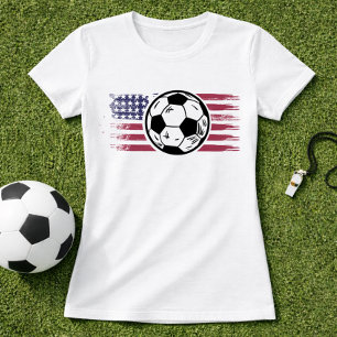 T-shirt Drapeau patriotique américain de football ; Graphi