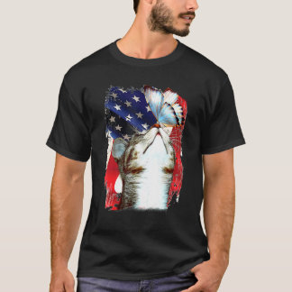 T-shirt Drapeau Patriotique Américain Papillon Sur Le Nez