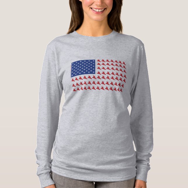 T-shirt Drapeau Patriotique Américain Snowboarder (Devant)