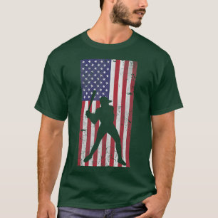 T-shirt Drapeau Patriotique Américain Sports De Baseball