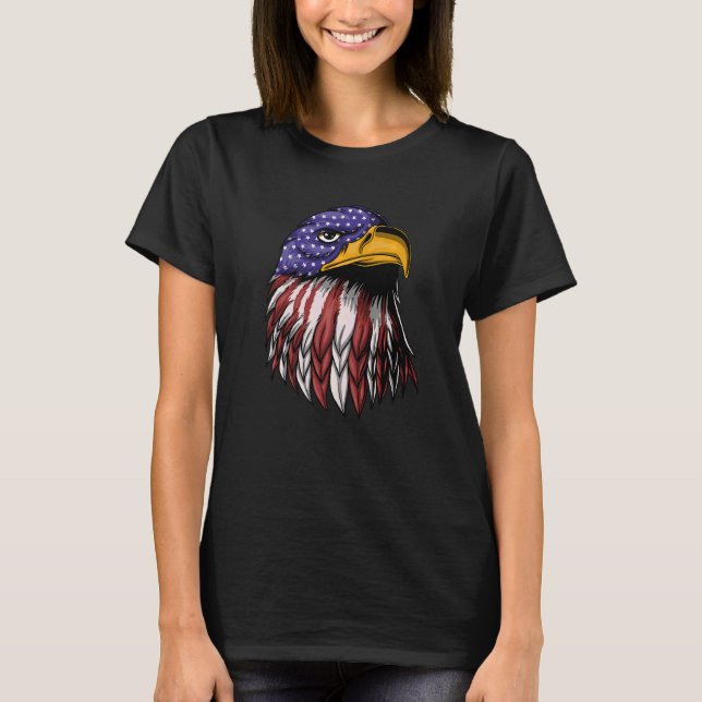 T-shirt Drapeau Patriotique Bald Eagle Usa Drapeau América (Devant)