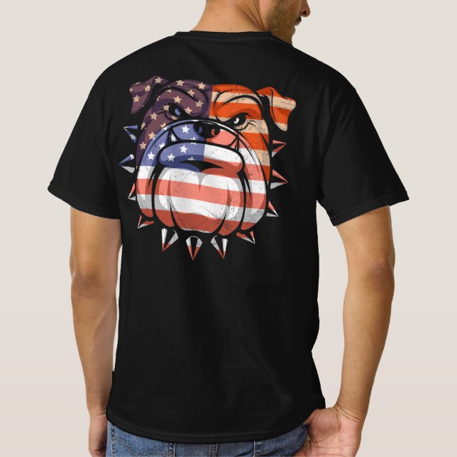 T-shirt Drapeau Patriotique Bulldog 4 juillet Amérique (Dos)