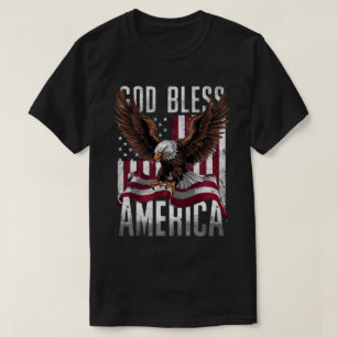 T-shirt Drapeau patriotique Dieu bénisse l'Amérique Aigle