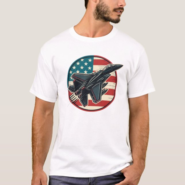 T-shirt Drapeau patriotique et Jet F-15 (Devant)