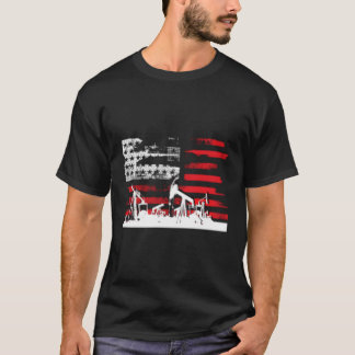 T-shirt Drapeau Patriotique Oilfield Avec Huile Pumg Rig