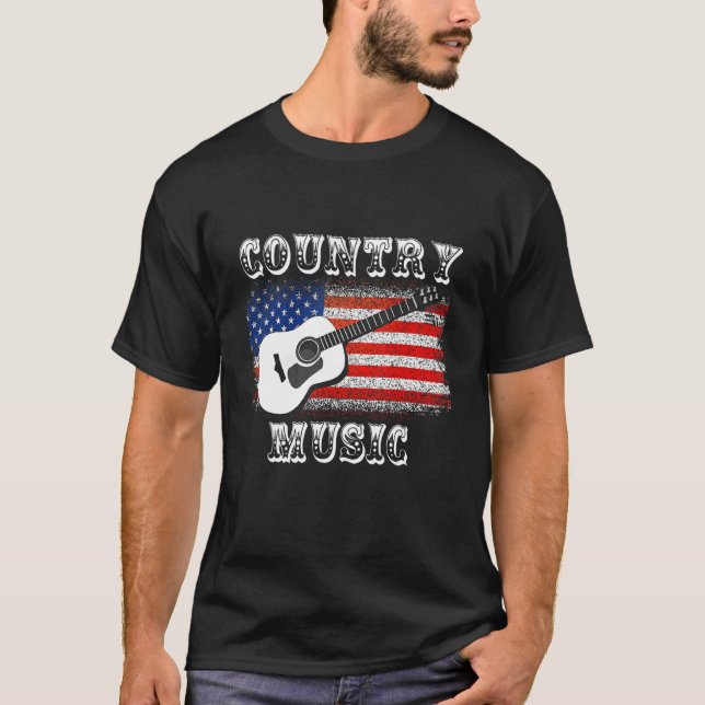 T-shirt Drapeau Patriotique Pays Musique Guitare Guitarist (Devant)