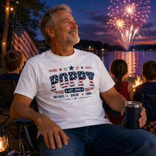 T-shirt Drapeau patriotique personnalisé pour enfants Popp