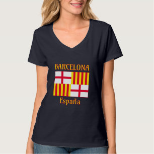 T-shirt Drapeau Patriotique Rouge Blanc Jaune Barcelone