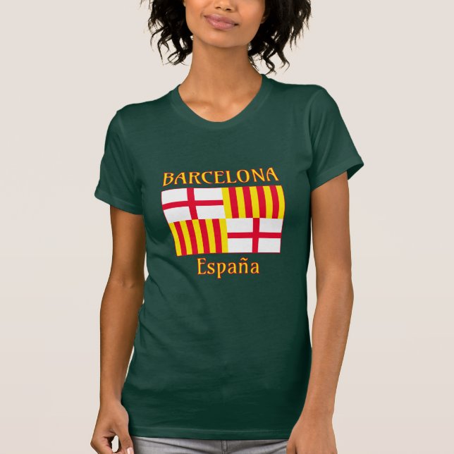 T-shirt Drapeau Patriotique Rouge Blanc Jaune Barcelone (Devant)