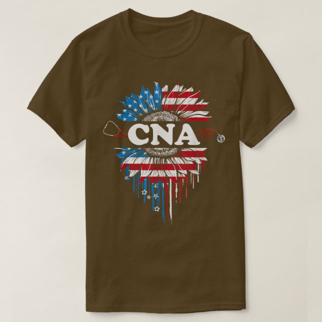 T-shirt Drapeau Patriotique Tournesol USA CNA Stethoscope  (Design devant)