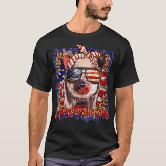T-shirt Drapeau Patriotique USA 4 juillet Tournesol Leopa