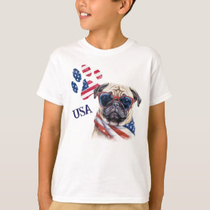 T-shirt Drapeau patriotique USA Empreinte de patte Carlin