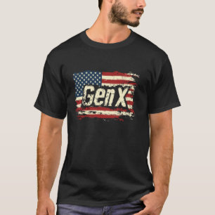 T-shirt Drapeau Patriotique Usé Vintage Gen X
