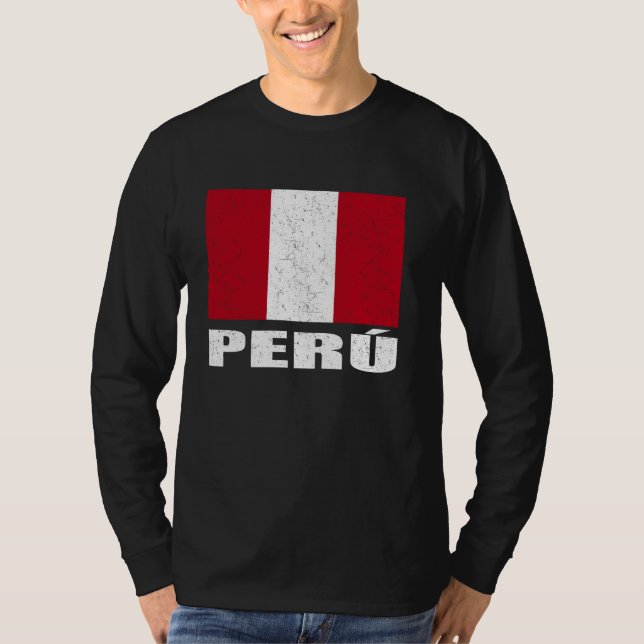 T-shirt Drapeau Perú Grunge Souvenir Vintage Pérou (Devant)