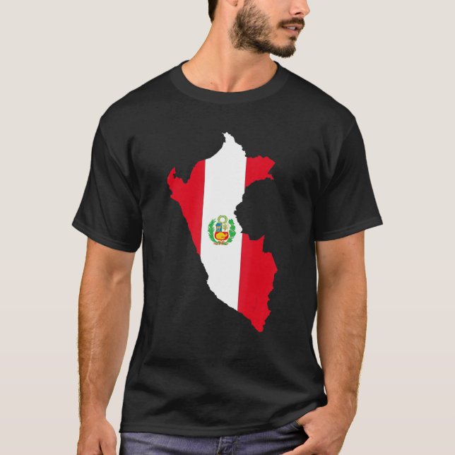 T-shirt Drapeau péruvien contour Pérou (Devant)