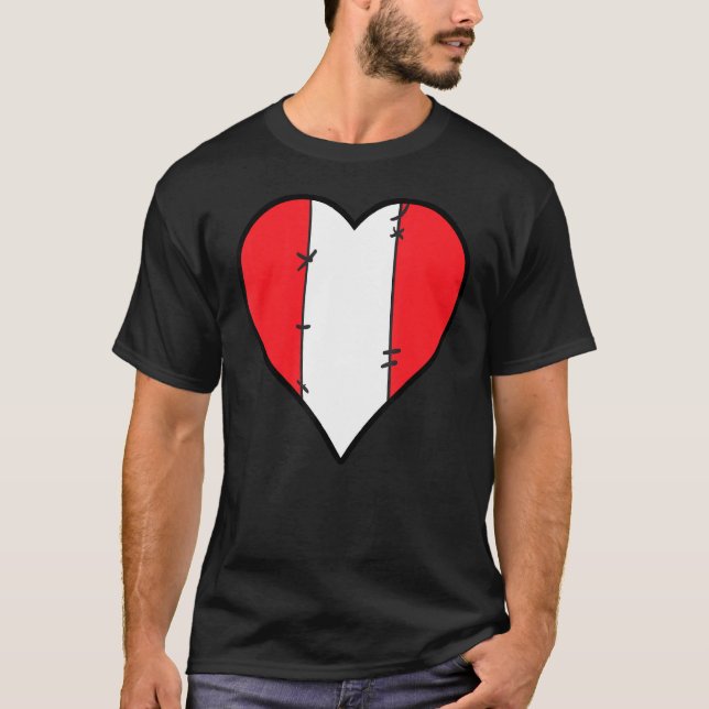 T-shirt Drapeau péruvien de coeur (Devant)