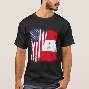 T-shirt Drapeau péruvien moitié Pérou Usa