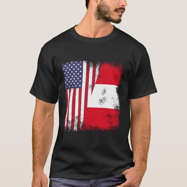 T-shirt Drapeau péruvien moitié Pérou Usa (Devant)