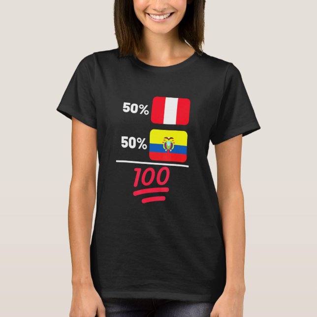 T-shirt Drapeau péruvien plus équatorien (Devant)