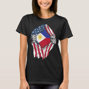 T-shirt Drapeau philippin de sang philippin en moi Philipp