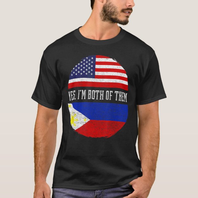 T-shirt Drapeau philippin mi-américain Philippines H (Devant)