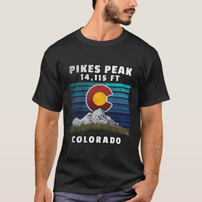 T-shirt Drapeau Pikes Peak Colorado Thème (Devant)