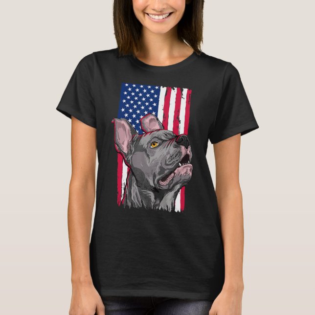 T-shirt Drapeau Pit Bull Terrier Amoureux de les chiens Am (Devant)