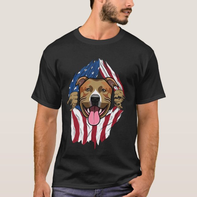 T-shirt Drapeau Pitbull américain (Devant)