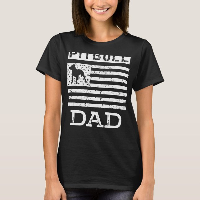 T-shirt Drapeau Pitbull Papa Américain Pit Bull Dog (Devant)