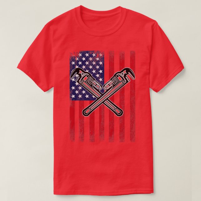 T-shirt Drapeau Plomber Plumber USA (1) (Design devant)