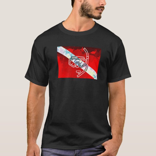 T-shirt Drapeau Plongée Snorkel Dive Masque Plongée Plongé (Devant)