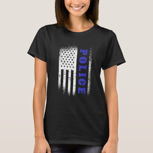 T-shirt Drapeau policier Chien de police (Devant)