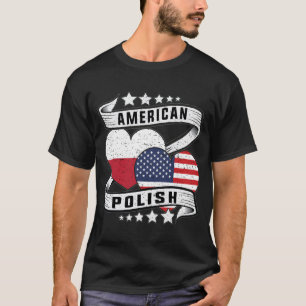 T-shirt Drapeau Pologne et États-Unis Moitié Américain Moi